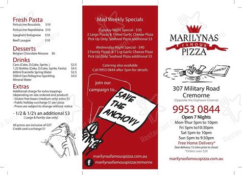 marilyn's pizza|marilyn's pizza cremorne menu.